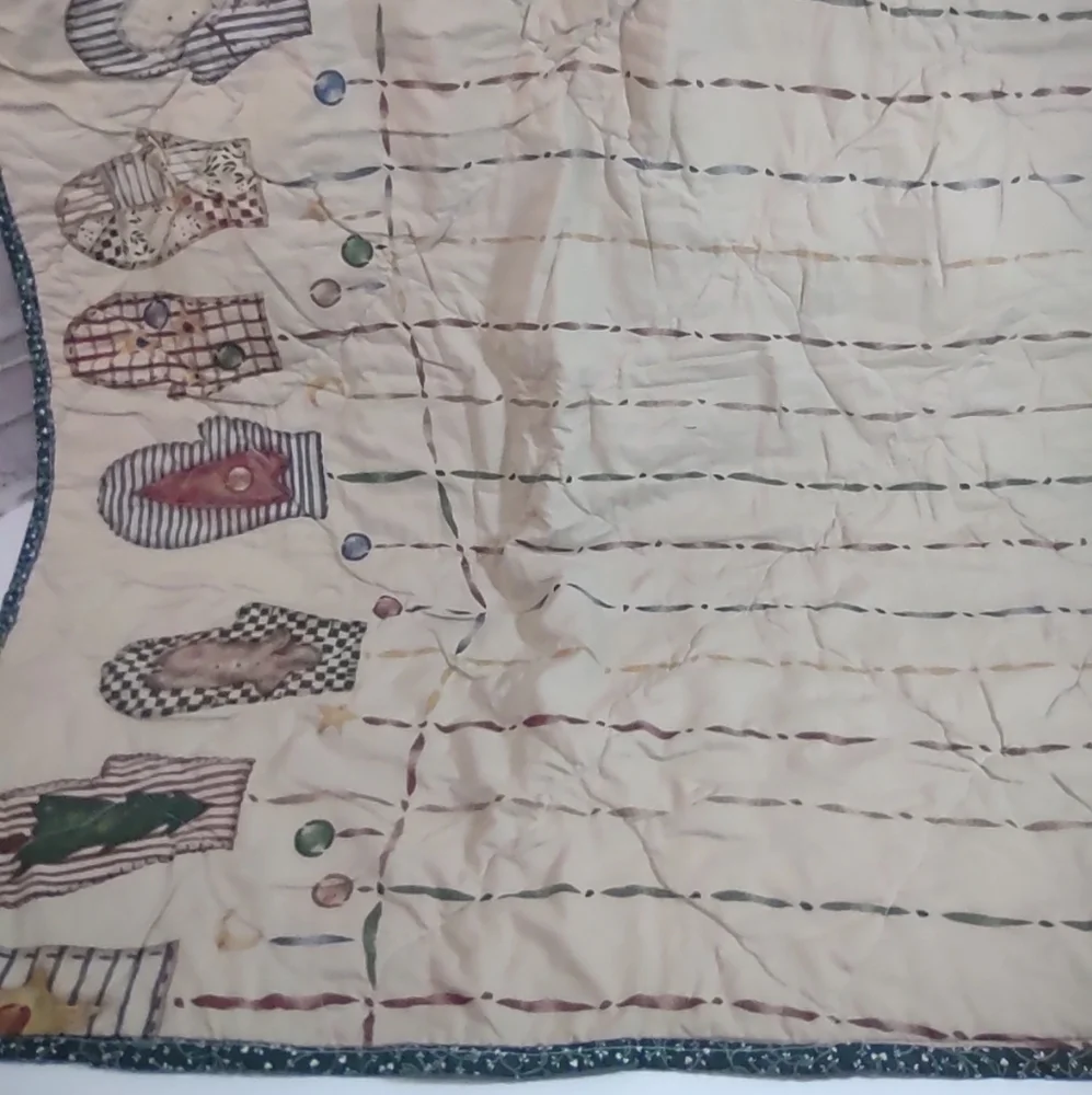 Festive Holiday Lap Quilt with Red, Green, and Blue Patterns